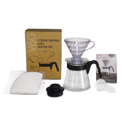 Hario V60 - Coffee Dripper, Coffee Pot, Coffee Filters & Measuring Spoon - Complete Set